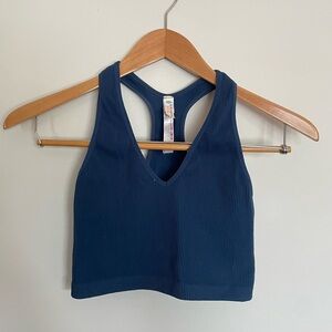 FP Movement by Free People Navy Blue Ribbed Tank Top